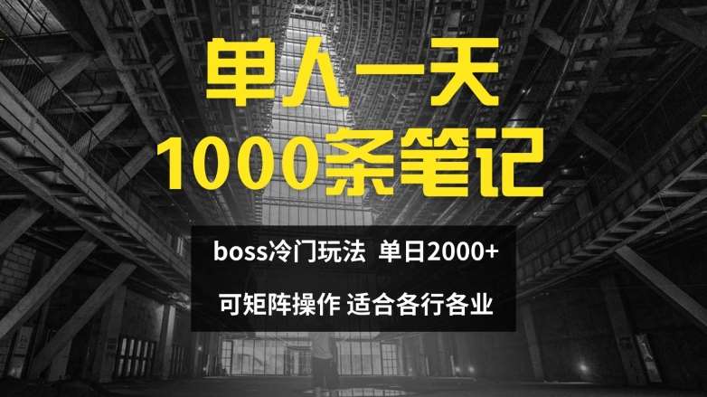 单人一天1000条笔记，日入2000+，BOSS直聘的正确玩法【揭秘】-赛德副业库
