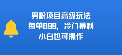 男粉项目高级玩法,每单899,冷门暴利,小白也可操作-赛德副业库
