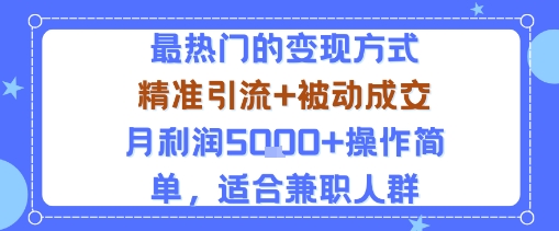 小众赛道玩法：当下最热门的变现方式，精准引流+被动成交月利润5k+操作简单，适合兼职人群-赛德副业库