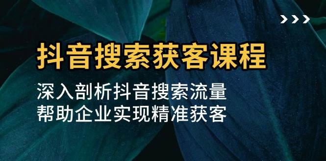 （13465期）抖音搜索获客课程：深入剖析抖音搜索流量，帮助企业实现精准获客-赛德副业库