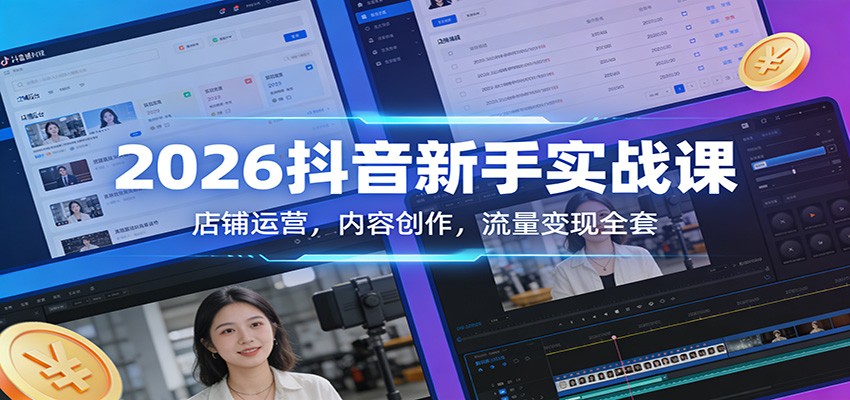 2026抖音新手实战课：店铺运营，内容创作，流量变现全套-赛德副业库
