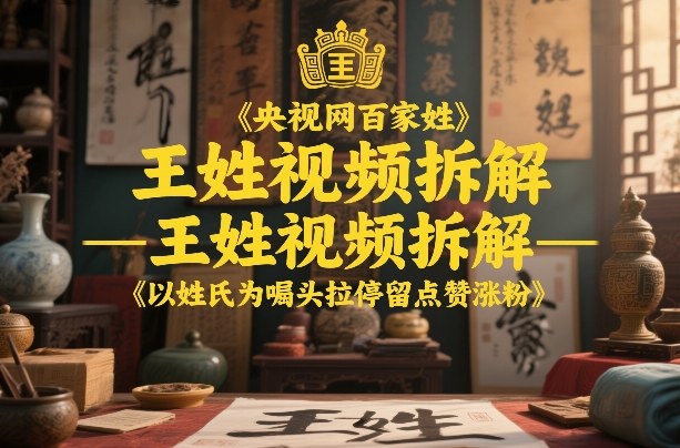央视网百家姓–王姓视频拆解,以姓氏为噱头拉停留点赞涨粉-赛德副业库