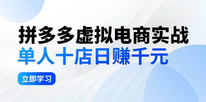 （12326期）拼夕夕虚拟电商实战：单人10店日赚千元，深耕老项目，稳定盈利不求风口-赛德副业库