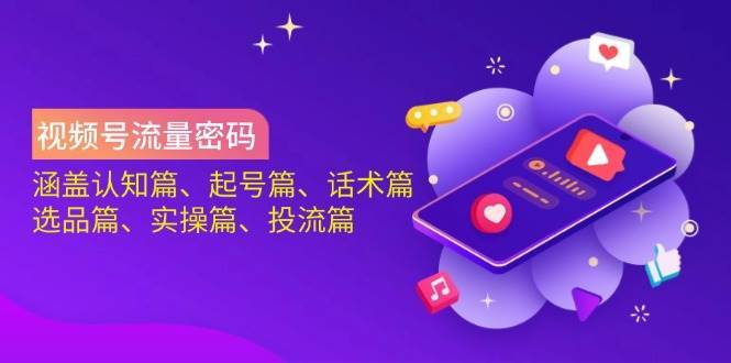 视频号流量密码：涵盖认知篇、起号篇、话术篇、选品篇、实操篇、投流篇-赛德副业库