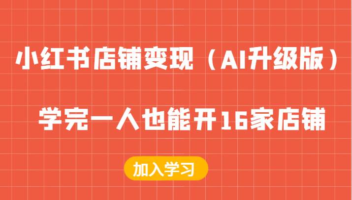 小红书店铺变现（AI升级版），学完一人也能开16家店铺-赛德副业库