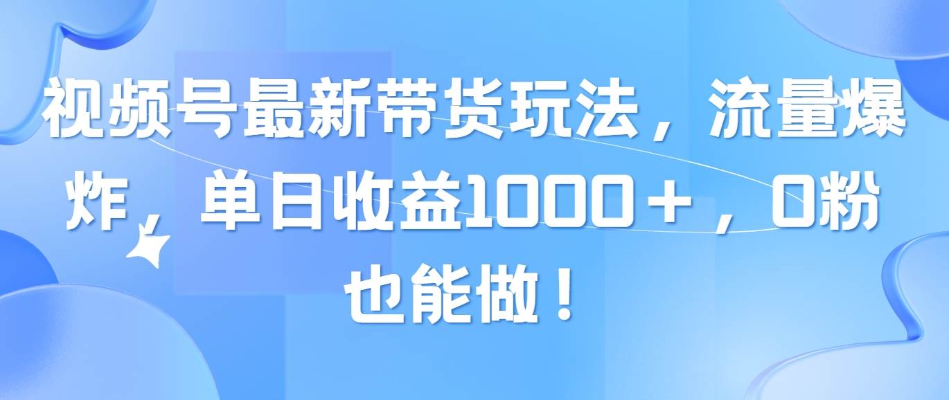 （10858期）视频号最新带货玩法，流量爆炸，单日收益1000＋，0粉也能做！-赛德副业库