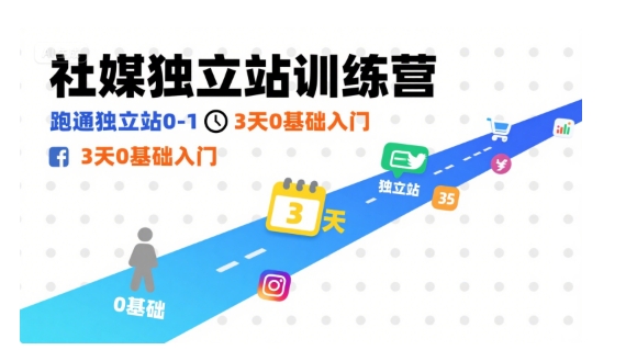 社媒独立站训练营,跑通独立站0-1,3天0基础入门-赛德副业库