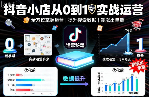 抖音小店从0到1实战运营，帮你全方位掌握小店运营，提升搜索数据与出单量-赛德副业库