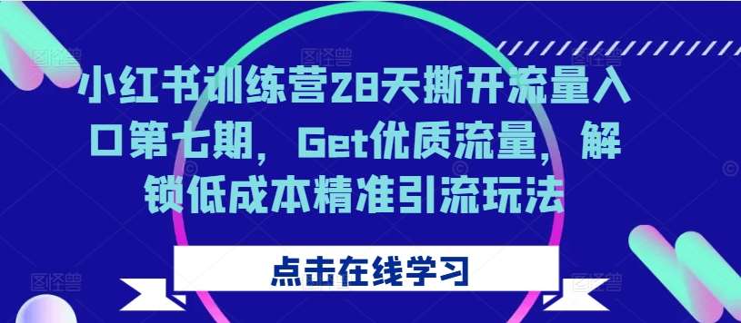 小红书训练营28天撕开流量入口第七期，Get优质流量，解锁低成本精准引流玩法-赛德副业库