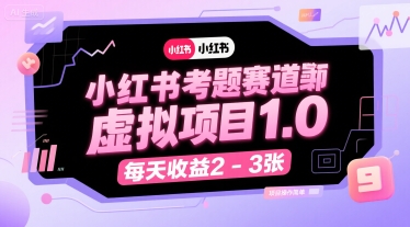 小红书考题赛道虚拟项目1.0，项目操作简单，每天收益2-3张-赛德副业库