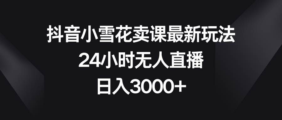 （8322期）抖音小雪花卖课最新玩法，24小时无人直播，日入3000+-赛德副业库
