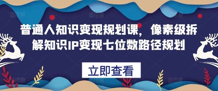 普通人知识变现规划课，像素级拆解知识IP变现七位数路径规划-赛德副业库