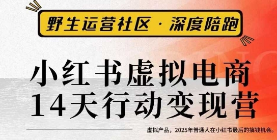 小红书虚拟电商14天变现训练营3.0，​虚拟产品，2025年普通人在小红书最后的搞钱机会-赛德副业库