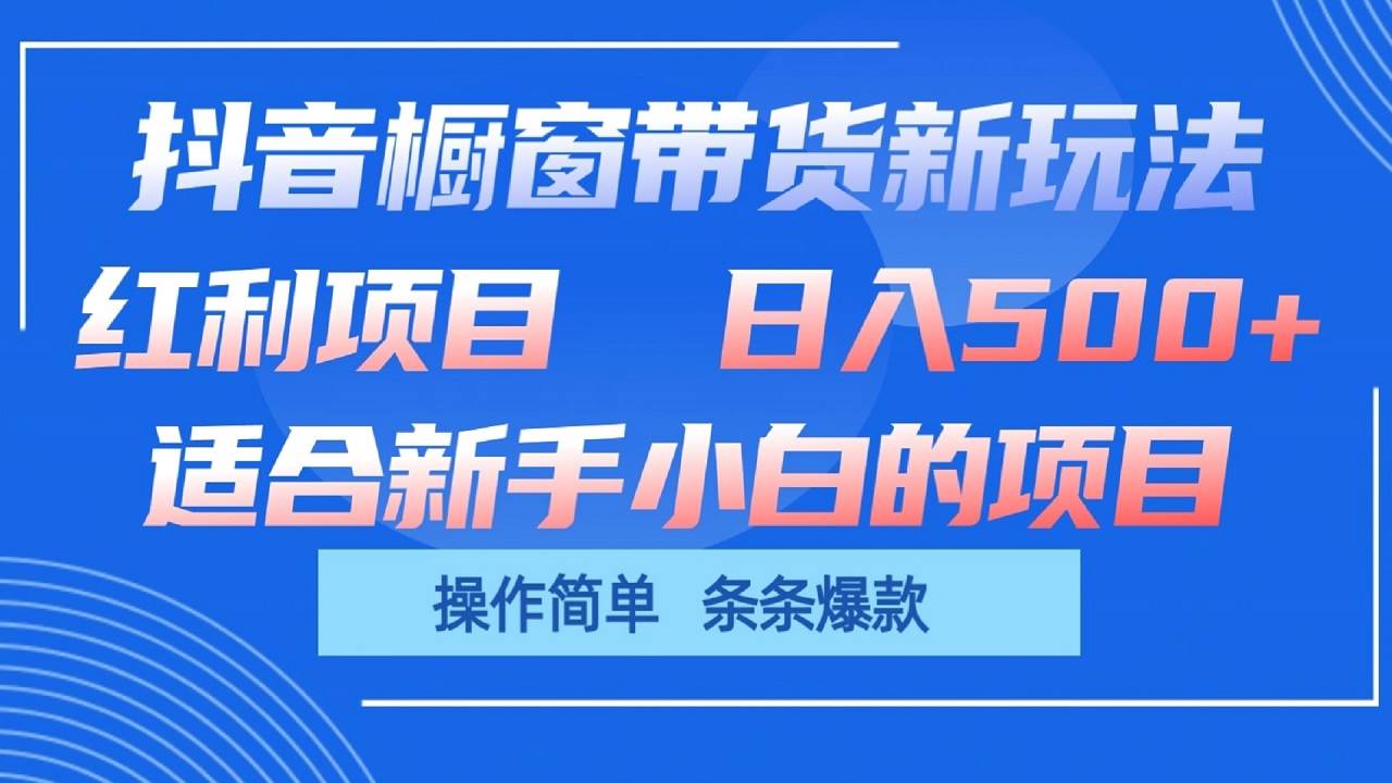 抖音橱窗带货新玩法,单日收益500+,操作简单,条条爆款-赛德副业库