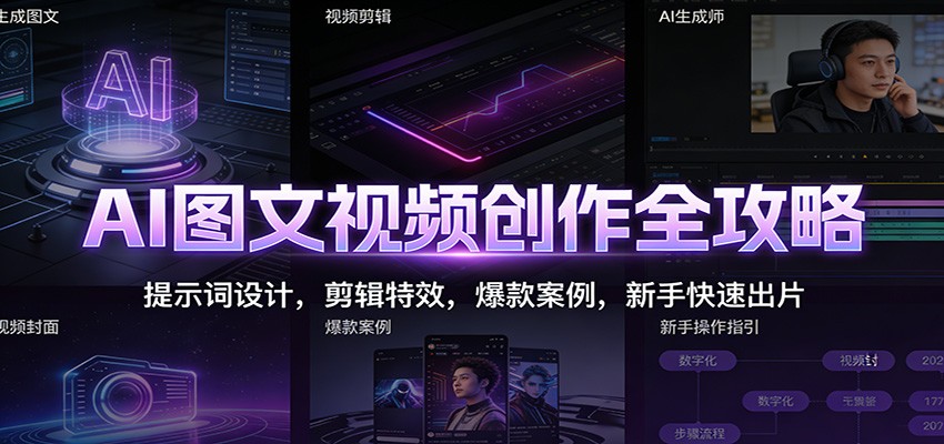 AI图文视频创作全攻略：提示词设计，剪辑特效，爆款案例，新手快速出片-赛德副业库