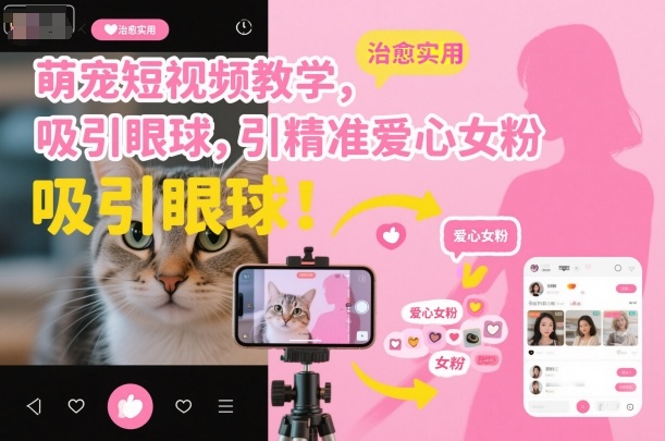 萌宠短视频教学,吸引眼球,引精准爱心女粉-赛德副业库