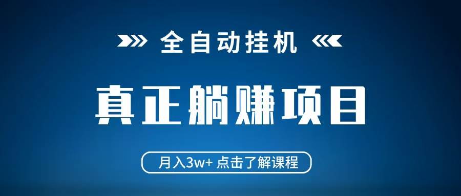 全自动挂机项目 月入3w+ 真正躺平项目 不吃电脑配置 当天见收益-赛德副业库