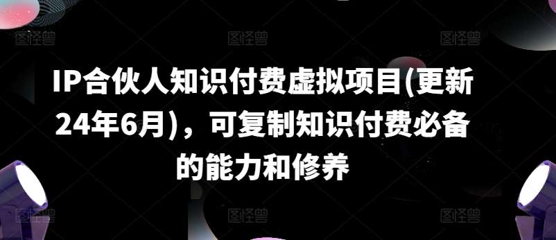 IP合伙人知识付费虚拟项目(更新24年6月)，可复制知识付费必备的能力和修养-赛德副业库