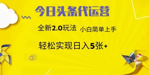 今日头条代运营，新2.0玩法，小白轻松做，每日实现躺Z5张【揭秘】-赛德副业库