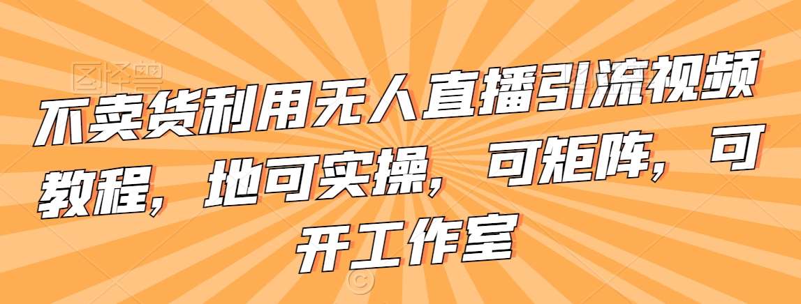 不卖货利用无人直播引流视频教程，地可实操，可矩阵，可开工作室【揭秘】-赛德副业库
