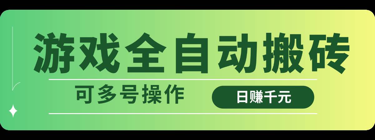 (14118期)游戏全自动搬砖,日赚千元,可多号操作-赛德副业库