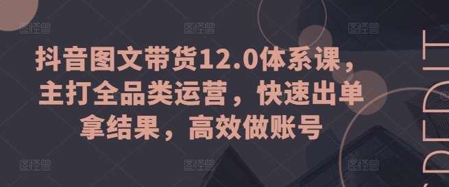 抖音图文带货12.0体系课，主打全品类运营，快速出单拿结果，高效做账号-赛德副业库