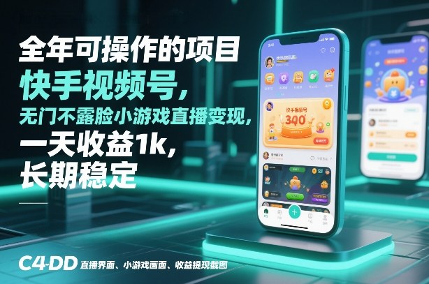 全年可操作的项目，快手视频号无门槛不露脸小游戏直播变现，一天收益1k，长期稳定【揭秘】-赛德副业库