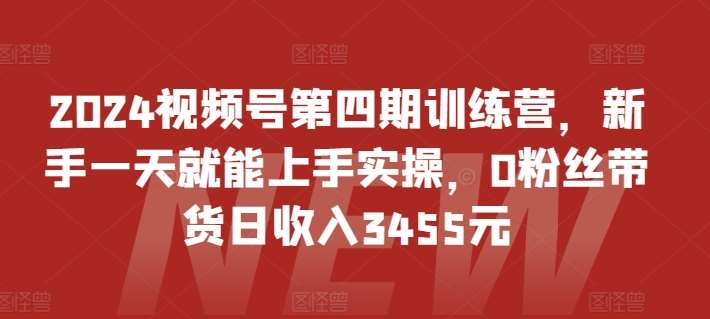 2024视频号第四期训练营，新手一天就能上手实操，0粉丝带货日收入3455元-赛德副业库