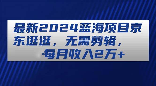 (11041期)最新2024蓝海项目京东逛逛,无需剪辑,每月收入2万+-赛德副业库
