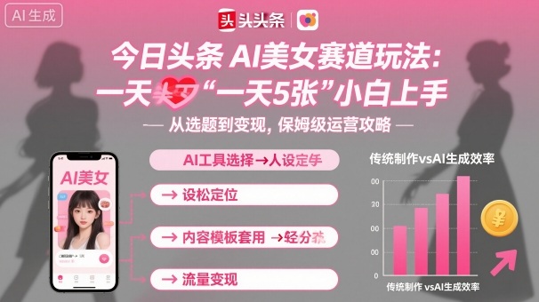 今日头条AI美女赛道玩法,一天轻松5张,小白轻松上手-赛德副业库