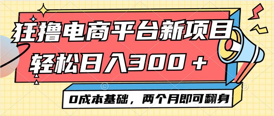 （12685期）电商平台新赛道变现项目小白轻松日入300＋0成本基础两个月即可翻身-赛德副业库