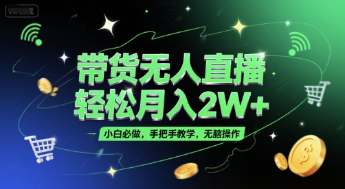带货无人直播，轻松月入2W+，小白必做，手把手教学，无脑操作(附学习资料)-赛德副业库