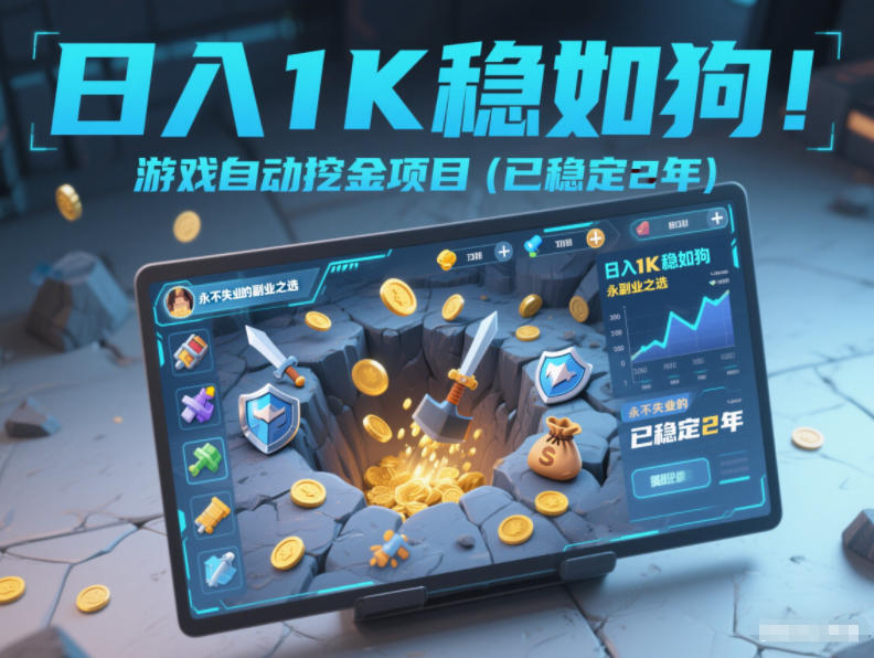 日入1K稳如狗！游戏自动挖金项目（已稳定2年），永不失业的副业之选【揭秘】-赛德副业库
