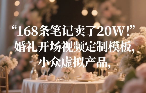 168条笔记卖了20W！婚礼开场视频定制模板，小众虚拟产品-赛德副业库