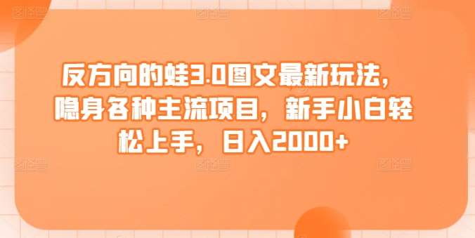 反方向的蛙3.0图文最新玩法，隐身各种主流项目，新手小白轻松上手，日入2000+【揭秘】-赛德副业库
