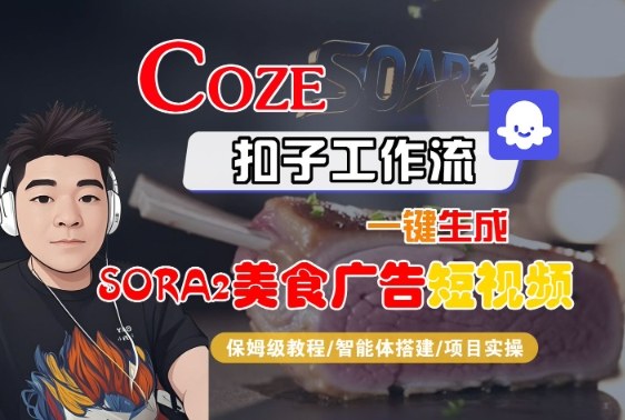 Coze扣子智能体工作流一键生成“SORA2美食广告“短视频，全流程保姆级教学-赛德副业库