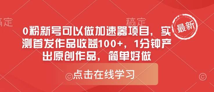 0粉新号可以做的加速器项目,实测首发作品收益100+,1分钟产出原创作品,简单好做-赛德副业库