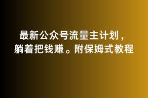 2月最新公众号流量主计划,躺着把钱赚,附保姆式教程【揭秘】-赛德副业库