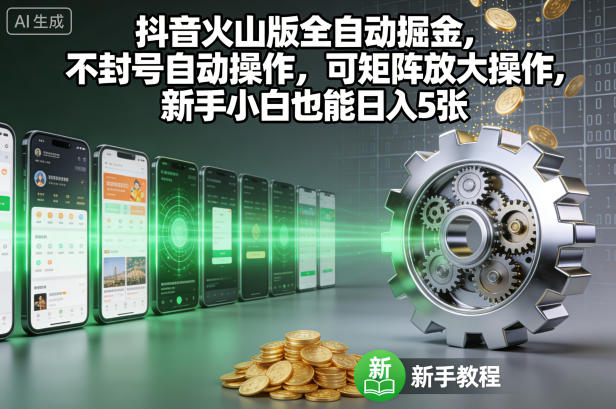 抖音火山版全自动掘金，不封号自动操作，可矩阵放大操作，新手小白也能日入5张【揭秘】-赛德副业库