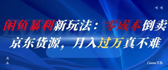 闲鱼暴利新玩法：零成本倒卖京东货源，月入过1W真不难-赛德副业库