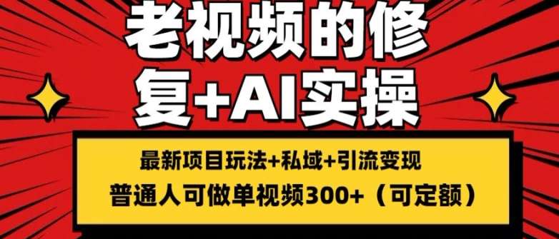 修复老视频的玩法，搬砖+引流的变现(可持久)，单条收益300+【揭秘】-赛德副业库