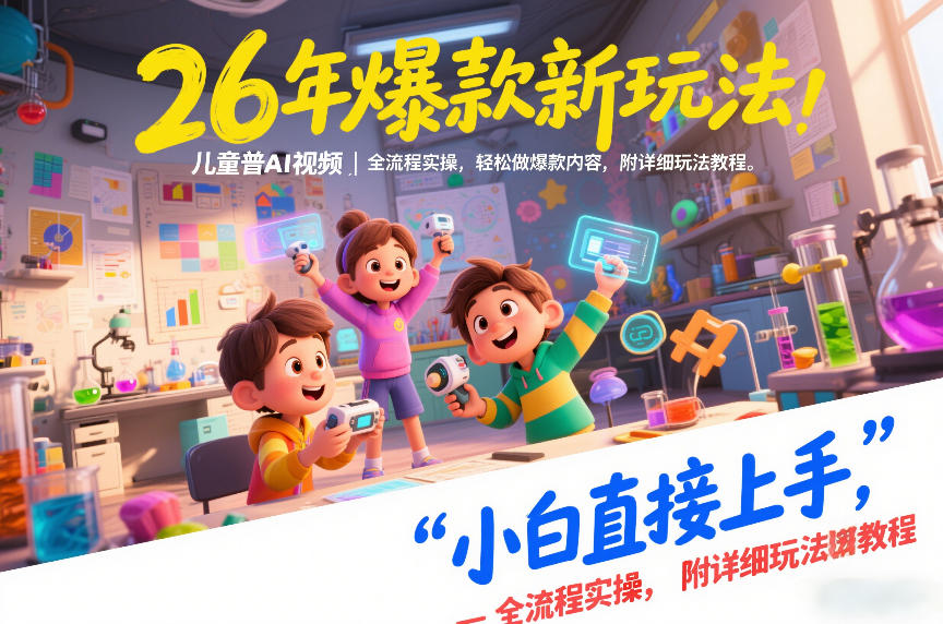26年爆款新玩法，儿童科普AI视频，全流程实操，轻松做爆款内容，小白直接上手，附详细玩法教程-赛德副业库