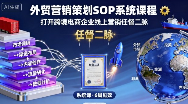 外贸营销策划SOP系统课程，打开跨境电商企业线上营销任督二脉-赛德副业库