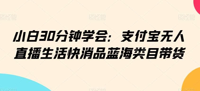 小白30分钟学会：支付宝无人直播生活快消品蓝海类目带货【揭秘】-赛德副业库