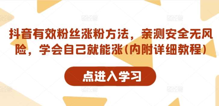 抖音有效粉丝涨粉方法，亲测安全无风险，学会自己就能涨(内附详细教程)-赛德副业库