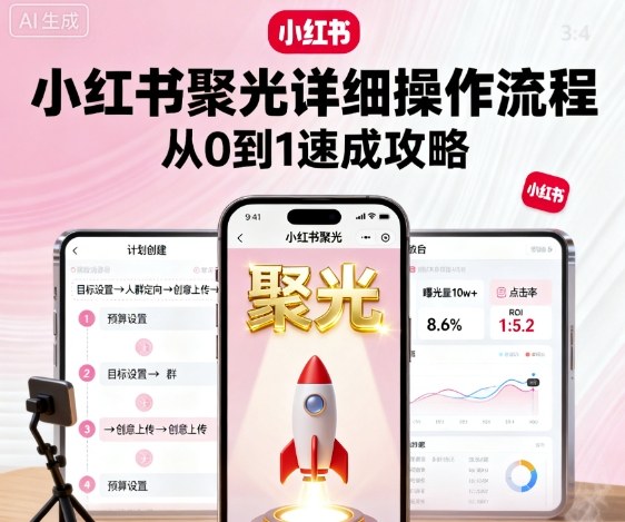 小红书聚光详细操作流程，小红书聚光从0到1速成攻略-赛德副业库
