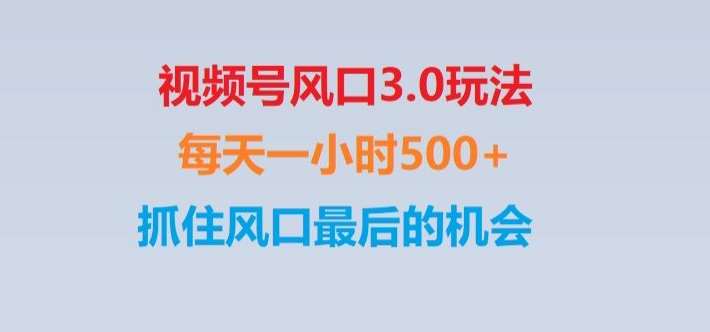 视频号风口3.0玩法单日收益1000+,保姆级教学,收益太猛,抓住风口最后的机会【揭秘】-赛德副业库