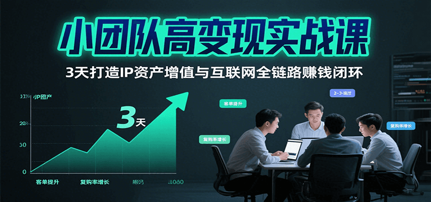 小团队高变现实战课，3天打造IP资产增值与互联网全链路赚钱闭环（第二期）-赛德副业库