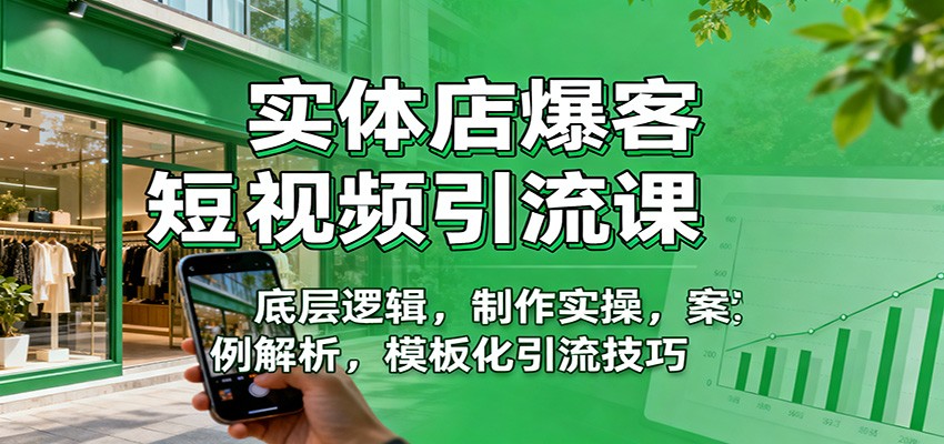 实体店爆客短视频引流课：底层逻辑，制作实操，案例解析，模板化引流技巧-赛德副业库