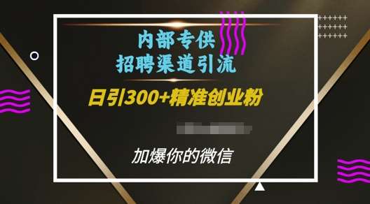 内部招聘渠道日引流300+创业粉,加爆你的微信【揭秘】-赛德副业库